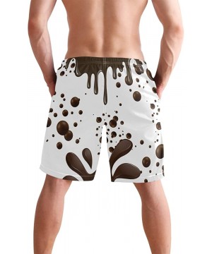 Men's Swim Trunks Japanese Cherry Blossom with Mount Fuji Quick Dry Beach Board Shorts with Pockets - Chocolate - CU18OM3OI7X...