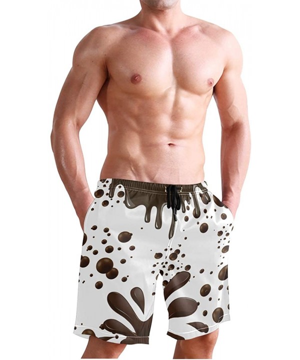 Men's Swim Trunks Japanese Cherry Blossom with Mount Fuji Quick Dry Beach Board Shorts with Pockets - Chocolate - CU18OM3OI7X...