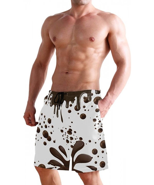 Men's Swim Trunks Japanese Cherry Blossom with Mount Fuji Quick Dry Beach Board Shorts with Pockets - Chocolate - CU18OM3OI7X...