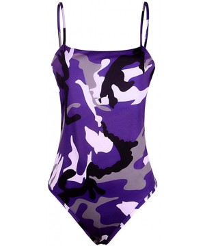 Women 2019 Bathing Suit Monokini Swimwear Sexy Camouflage High Cut Strapless One Piece Funny Halter Swimsuit Zzpurple - C518Q...