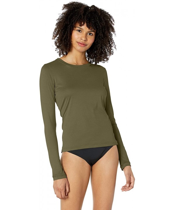 Women's Quick Dry Long Sleeve Surf Shirt - Olive Canvas - C618OQU4KXM $36.91-Rash Guards