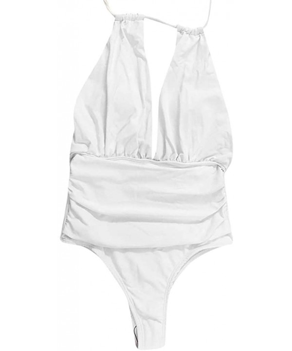 Women Cut Out Monokini Sexy High Waist Padded One Piece Swimsuit - White - C618UQCOX94 $12.44-One-Pieces