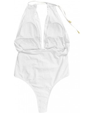 Women Cut Out Monokini Sexy High Waist Padded One Piece Swimsuit - White - C618UQCOX94 $12.44-One-Pieces