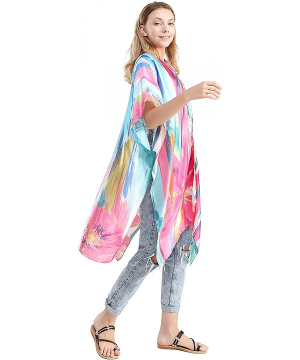 Women's Top Apparel Kimono Ruana Cardigan Beach Swimwear Cover Up Blouse - Fuchsia - CI19C54UKNH $22.30-Cover-Ups