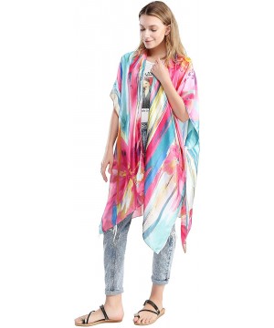 Women's Top Apparel Kimono Ruana Cardigan Beach Swimwear Cover Up Blouse - Fuchsia - CI19C54UKNH $22.30-Cover-Ups