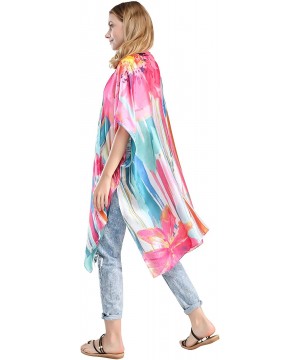 Women's Top Apparel Kimono Ruana Cardigan Beach Swimwear Cover Up Blouse - Fuchsia - CI19C54UKNH $22.30-Cover-Ups