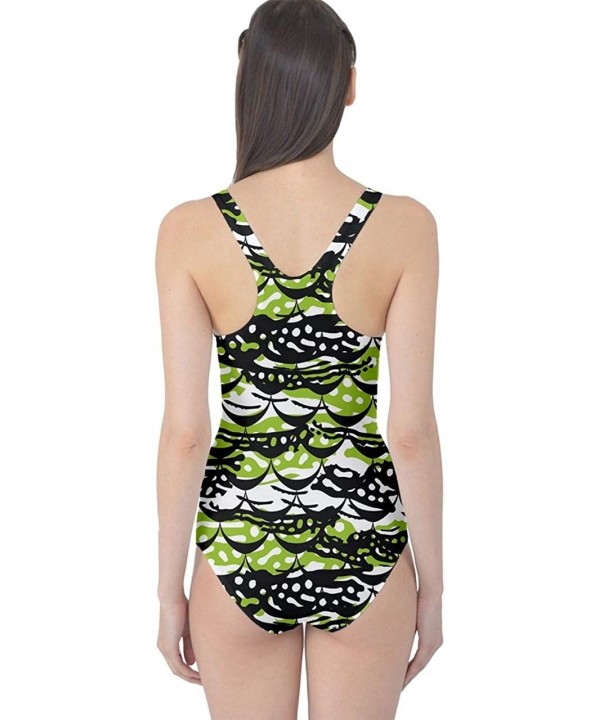 Womens Beachwear Sharks Penguin Dolphin Octopus Whale Fish Scales One Piece Swimsuit- X- Dark Green Scale - CE18TISZ9QY $23.4...