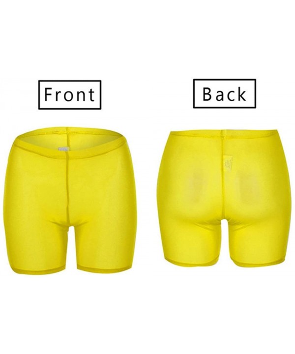 Women Sexy Perspective Mesh Sheer Swim Shorts Pants Bikini Bottom Cover up - A-yellow - CW18EO8A7D2 $11.19-Tankinis