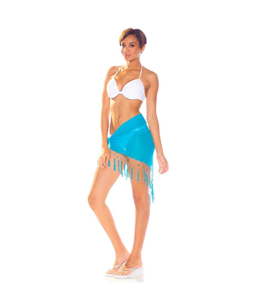 Womens Sheer Swimsuit Cover-Up Sarong in Your Choice of Colors - Turquoise - CP118O0B9PZ $12.45-Cover-Ups