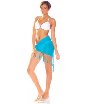 Womens Sheer Swimsuit Cover-Up Sarong in Your Choice of Colors - Turquoise - CP118O0B9PZ $12.45-Cover-Ups