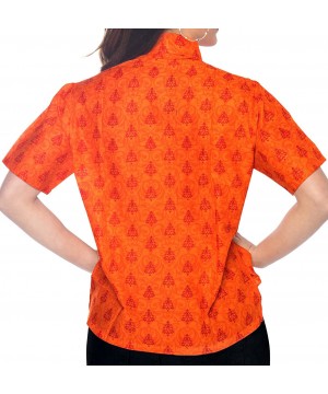 Women's Plus Size Hawaiian Shirt Button Down Aloha Camp Shirt Printed A - Pumpkin Orange_x379 - CA12HIFN8WD $17.87-Cover-Ups