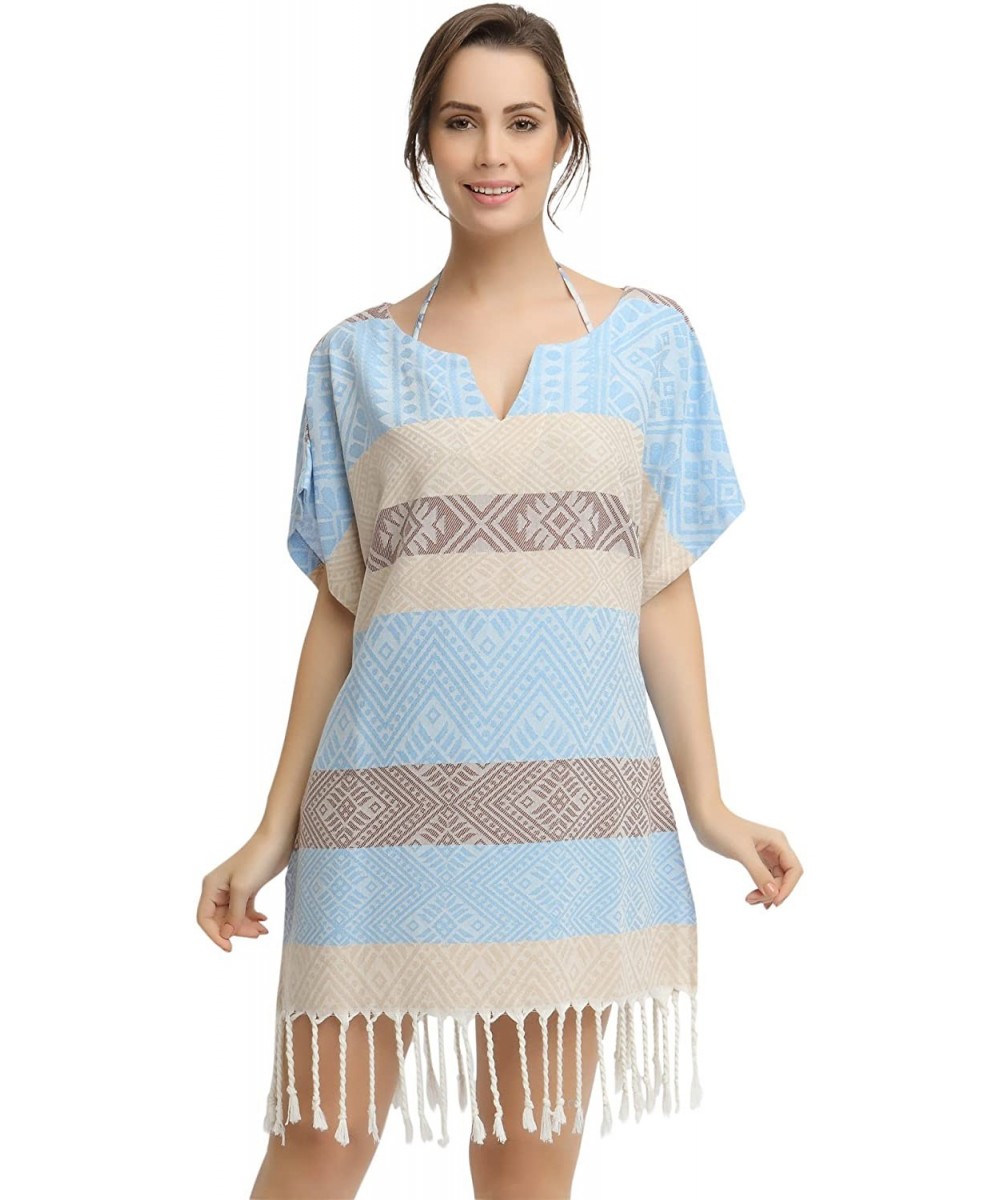 Women's Swimwear Bikini Cover-Up Beach Dress/Tunic - Beige - Light Blue - Brown - CK12FMWDBCV $14.47-Cover-Ups