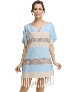 Women's Swimwear Bikini Cover-Up Beach Dress/Tunic - Beige - Light Blue - Brown - CK12FMWDBCV $14.47-Cover-Ups