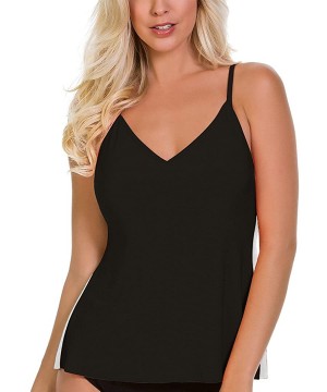 Women's Solids Top Black Swimsuit Top 14 - C512D4BQWWN $42.85-Tankinis