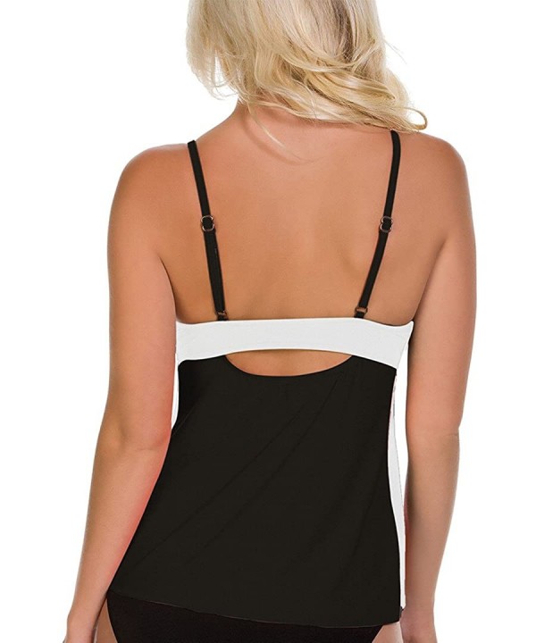 Women's Solids Top Black Swimsuit Top 14 - C512D4BQWWN $42.85-Tankinis