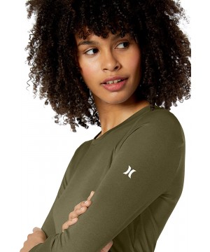 Women's Quick Dry Long Sleeve Surf Shirt - Olive Canvas - C618OQU4KXM $36.91-Rash Guards