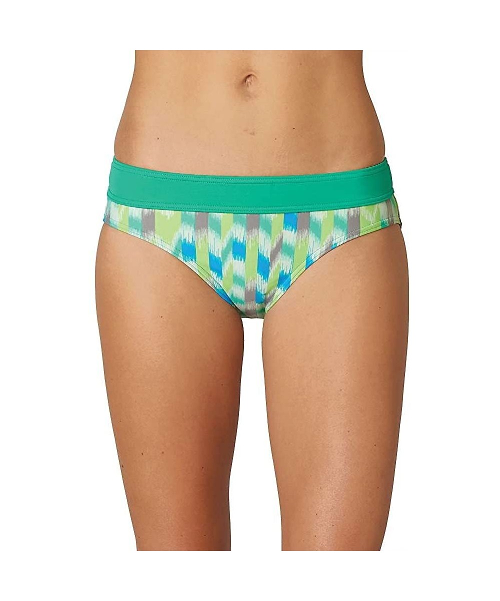 Women's Ramba Swim Bottoms- Hipster Briefs with Thick Elastic Band - Cool Green Ikat - C6129BIP6JX $32.28-Tankinis