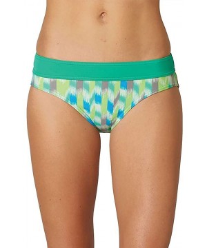 Women's Ramba Swim Bottoms- Hipster Briefs with Thick Elastic Band - Cool Green Ikat - C6129BIP6JX $32.28-Tankinis