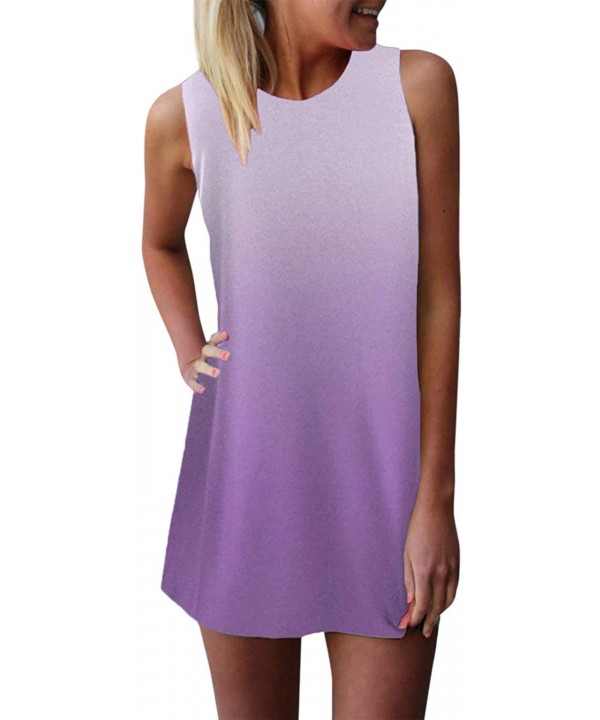 Women's Long Sleeve/Sleeveless T Shirt Dress Tie-dye Floral Print Tank Mini Dress - 02-light Purple - C51908SG7KC $17.61-Cove...