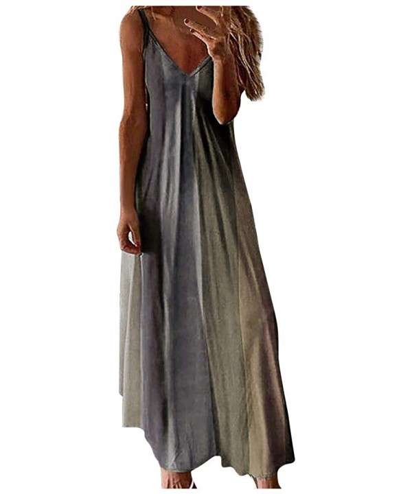 Women's Casual Loose T-Shirt Dress Summer Floor-Length Beach Long Dress - D-gray - CS190Z0S796 $11.87-Cover-Ups