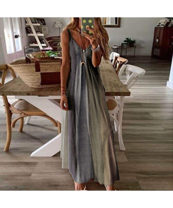 Women's Casual Loose T-Shirt Dress Summer Floor-Length Beach Long Dress - D-gray - CS190Z0S796 $11.87-Cover-Ups