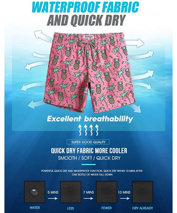 Mens Swim Trunks Quick Dry Swim Shorts with Mesh Lining Funny Swimwear Bathing Suits - Pinapple Palm - CE194THD0U8 $18.49-Trunks