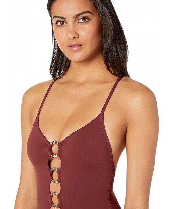 Women's Active Ring Front One Piece Swimsuit - Active Plum - CR18KHGYLG4 $30.59-One-Pieces