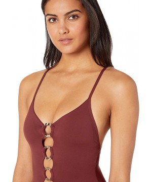 Women's Active Ring Front One Piece Swimsuit - Active Plum - CR18KHGYLG4 $30.59-One-Pieces