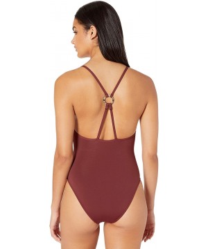 Women's Active Ring Front One Piece Swimsuit - Active Plum - CR18KHGYLG4 $30.59-One-Pieces