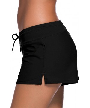 Swim Boardshort Women's Shorts Trunks Tankini Bottoms - Black - CG193RQ70TO $13.04-Board Shorts