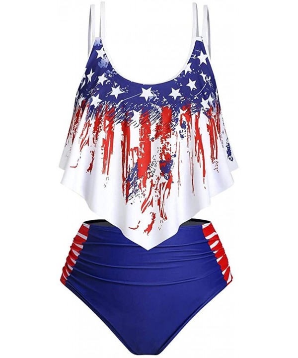 Swimsuits for Women Board Shorts Swimwear American Flag Bikini Tankini Top Bathing Suits Beachwear - Blue 6 - CI190OHDDS0 $29...