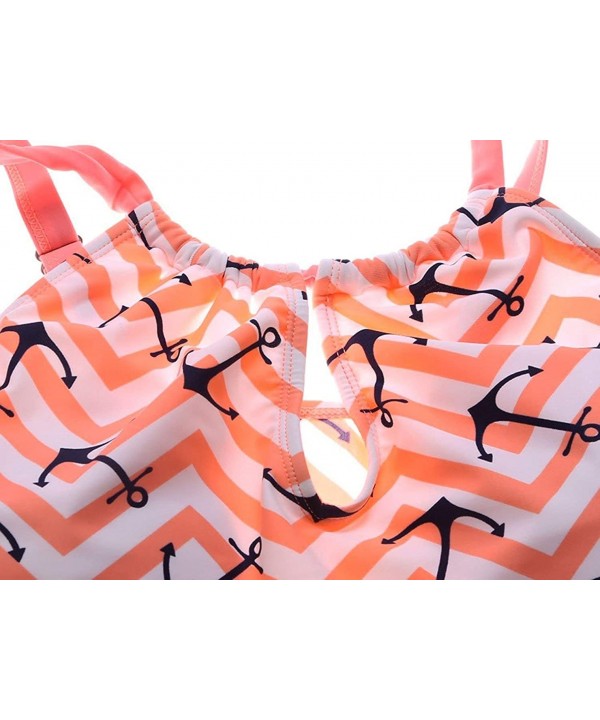 Women's Tankinis Strappy Banded Printed Two Piece Bathing Suits - Pink Anchor - CX18GCO42EO $23.28-Tankinis