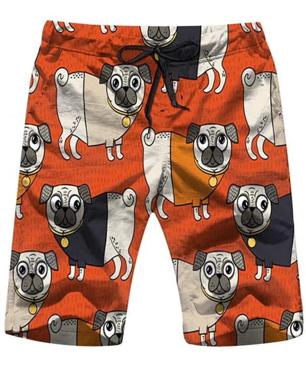 Pug Wearing Tshirt Animals Wildlife Animal Men's Swim Trunks and Workout Shorts Swimsuit or Athletic Shorts - Adults Boys - M...