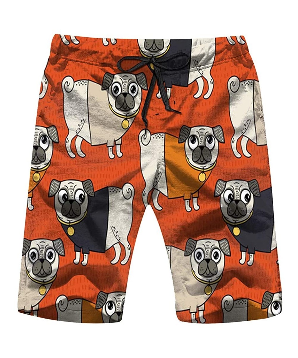 Pug Wearing Tshirt Animals Wildlife Animal Men's Swim Trunks and Workout Shorts Swimsuit or Athletic Shorts - Adults Boys - M...