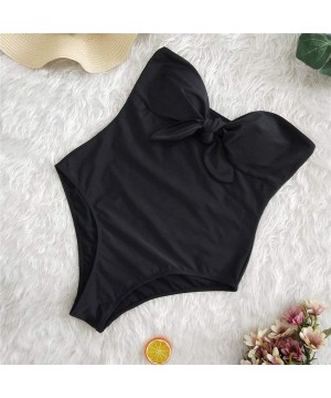 Women's High Waist One Piece Bathing Suits Swimwear Push Up Tankini Sets Plus Size Beachwear Swimsuit Bikini Black - CR18U4EL...