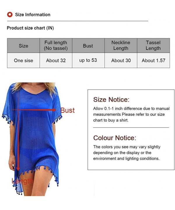 Swimsuit Beach Cover Up - Women Bikini Swimwear Cover Ups Crochet Tassel Kaftan Chiffon Cover Ups for Bathing Suits - Blue-2 ...