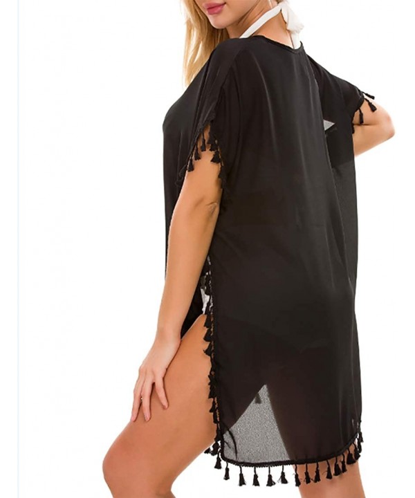 Women's Chiffon Swimsuit Beach Bathing Suit Cover Ups for Swimwear - Black - CT18G82WZXH $17.39-Cover-Ups