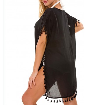 Women's Chiffon Swimsuit Beach Bathing Suit Cover Ups for Swimwear - Black - CT18G82WZXH $17.39-Cover-Ups