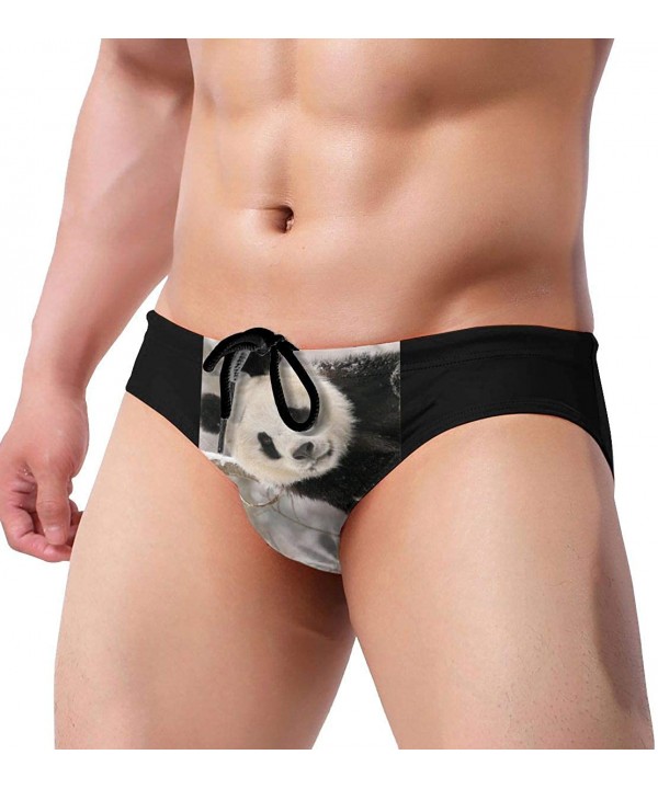 Panda Bear Men's Sexy Triangle Swim Trunks Bikini Sports Swimwear - Black - CT19E4N3AYQ $21.26-Briefs