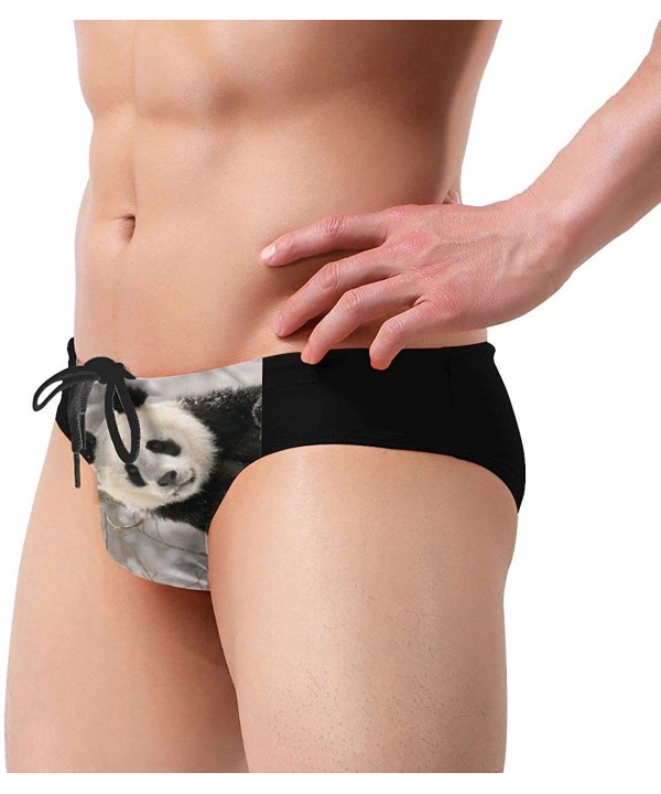 Panda Bear Men's Sexy Triangle Swim Trunks Bikini Sports Swimwear - Black - CT19E4N3AYQ $21.26-Briefs