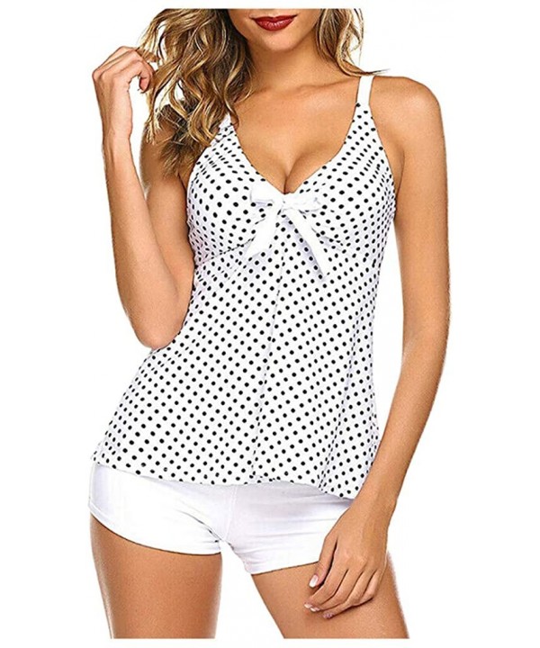 Women's Polka Dot Slimming Tummy Control Swimdress Swimwear Tankini Retro Swimsuit for Women - White - C2196T46M9W $15.27-One...