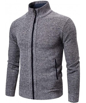 Men's Full Zip Casual Classic Soft Thick Knitted Cardigan Sweaters Long Sleeve with Pockets - Gray B - CQ193EK62MD $30.25-Trunks