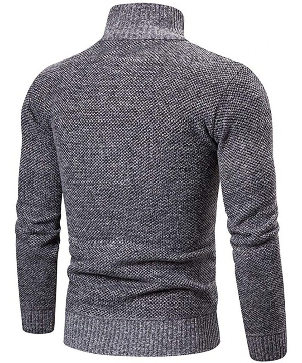 Men's Full Zip Casual Classic Soft Thick Knitted Cardigan Sweaters Long Sleeve with Pockets - Gray B - CQ193EK62MD $30.25-Trunks