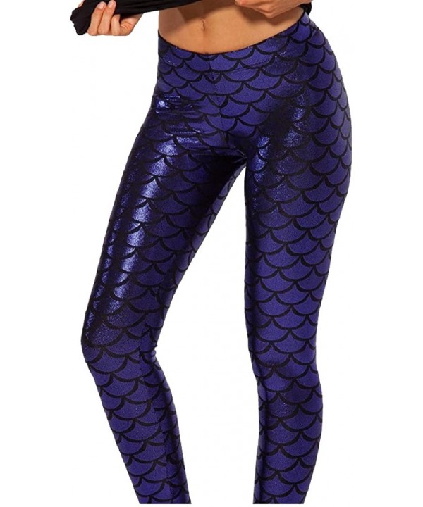 Sankt Women Printing Push-Up Active Fish Scale Sexy Fashion Tights Capris - Royal Blue - CJ18G7CZN5M $27.93-Board Shorts