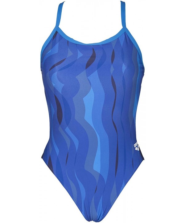 Women's Wavy Water Challenge Back One Piece Fl - Navy / Pix Blue - CH18CL49LA7 $35.34-Racing