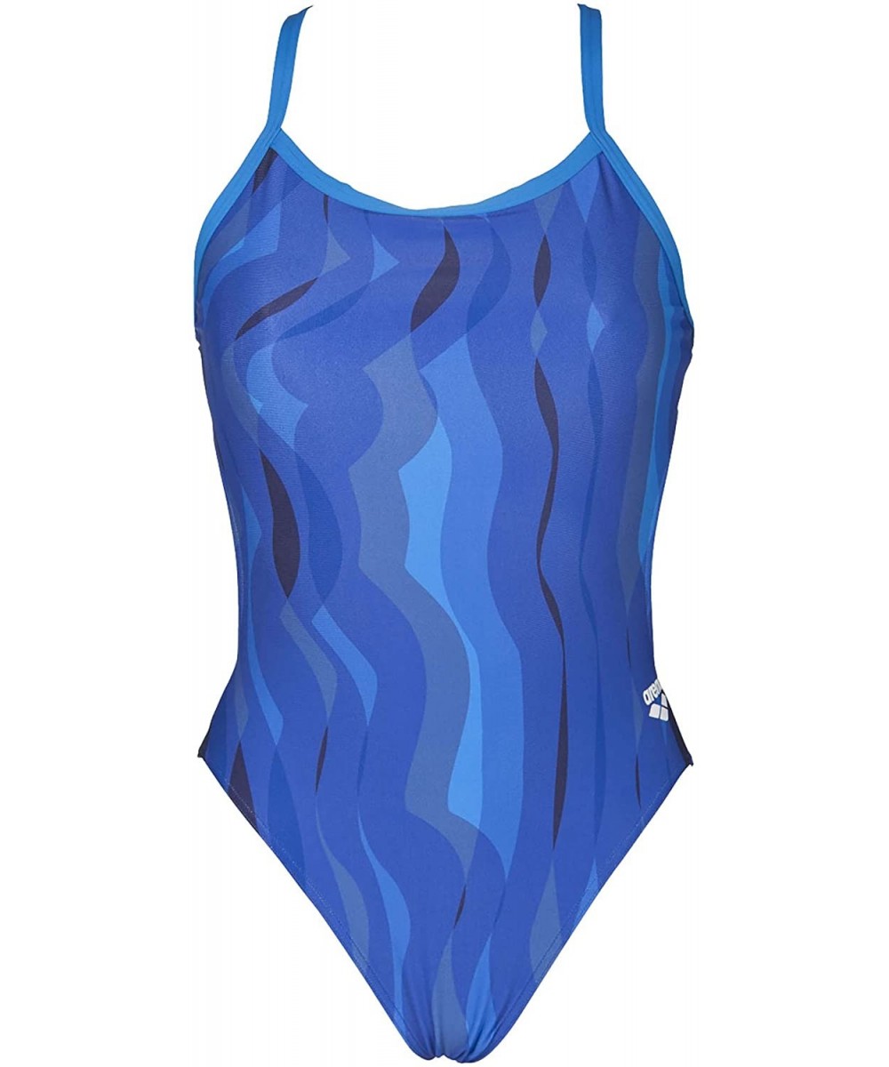 Women's Wavy Water Challenge Back One Piece Fl - Navy / Pix Blue - CH18CL49LA7 $35.34-Racing