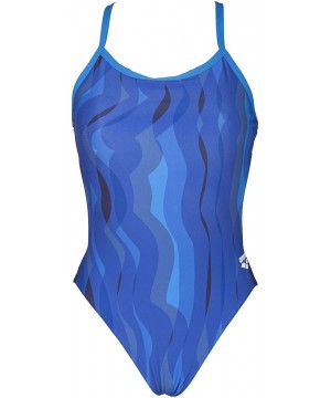 Women's Wavy Water Challenge Back One Piece Fl - Navy / Pix Blue - CH18CL49LA7 $35.34-Racing