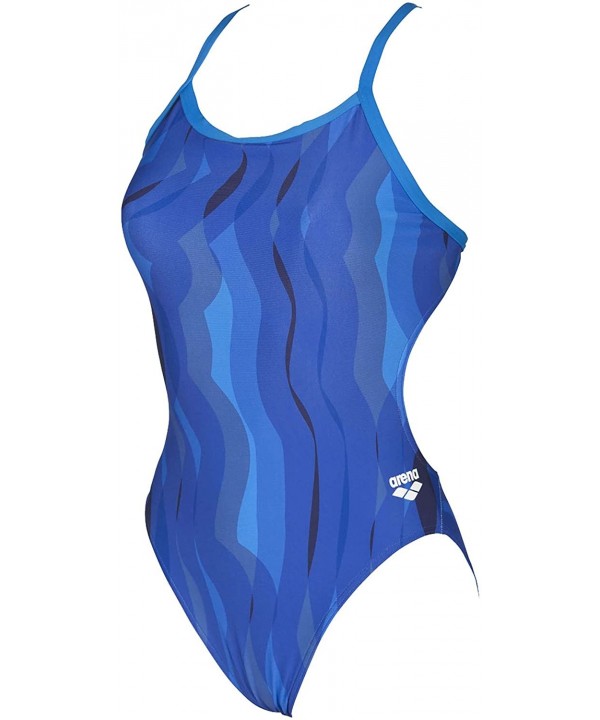 Women's Wavy Water Challenge Back One Piece Fl - Navy / Pix Blue - CH18CL49LA7 $35.34-Racing