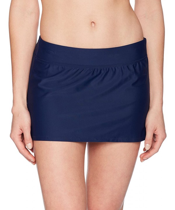 Women's Swimwear Bikini Bottom - Navy Skirt With Brief - C3180NY7HLK $11.52-Bottoms