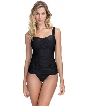 Women's Sweetheart Cup Sized Tankini Top Swimsuit - Ribbons Deep Black - CH18X5NCXCY $32.94-Tops